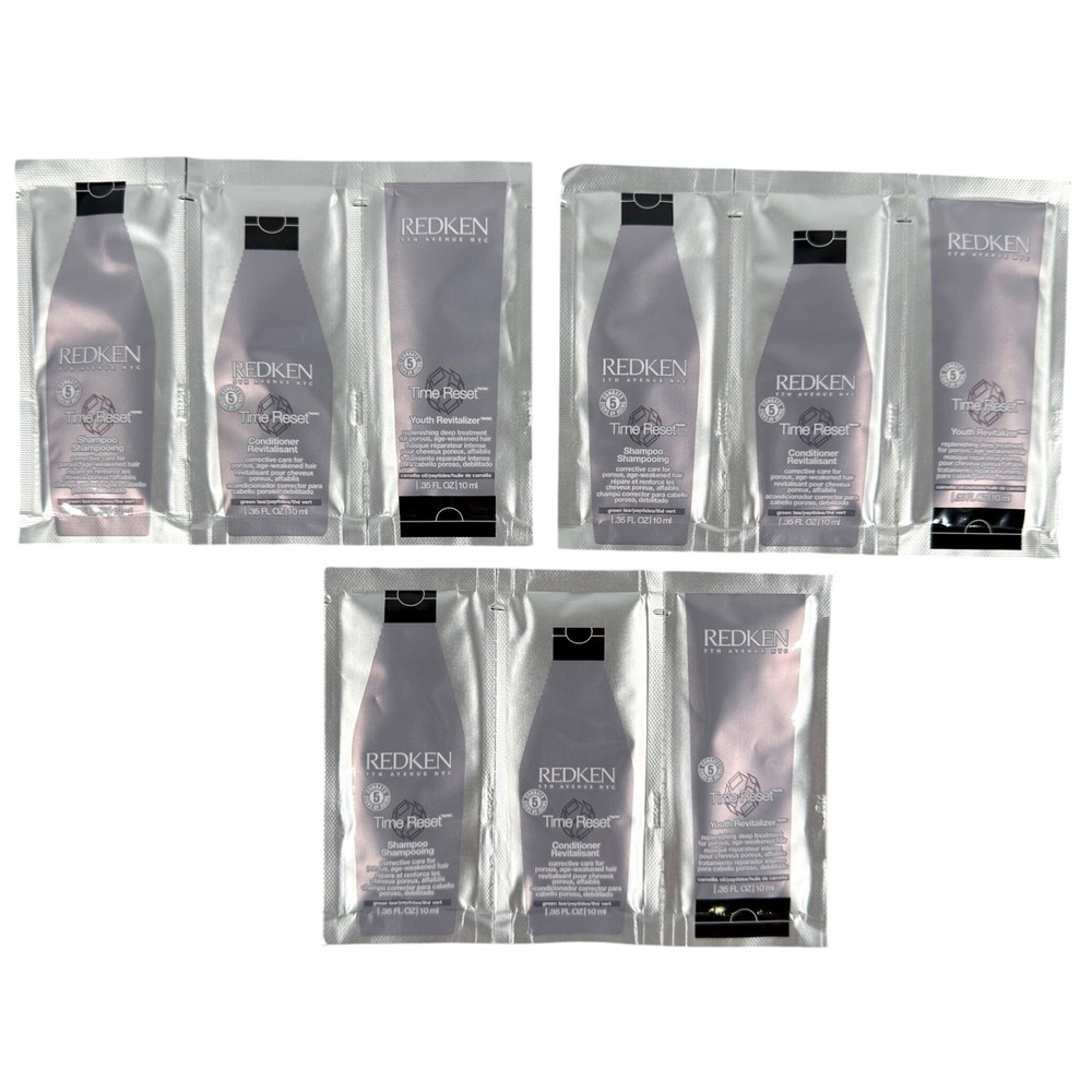 Redken Time Reset Shampoo Conditioner Youth Revitalizer 9 Sample Packets USA